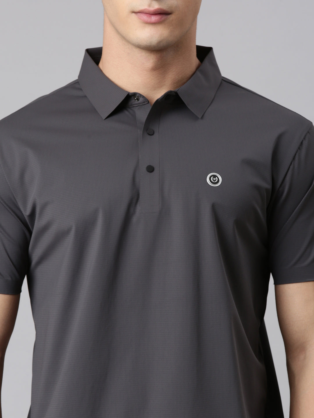 Classic Polo Men's Half Sleeve Charcoal Grey Polo Neck Slim Fit Solid Premium Cotton T-Shirt | UNICO - 164 SF P