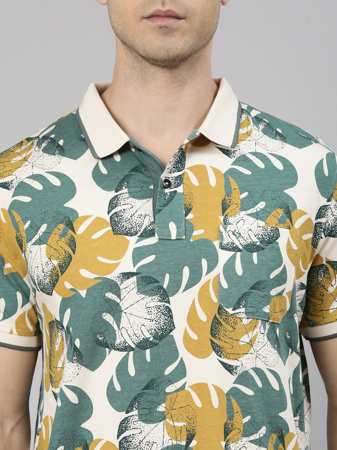 Classic Polo Men's Half Sleeve Multicolor Polo Neck Slim Fit All-Over Print Cotton T-Shirt | BELLO - 373 B SF P