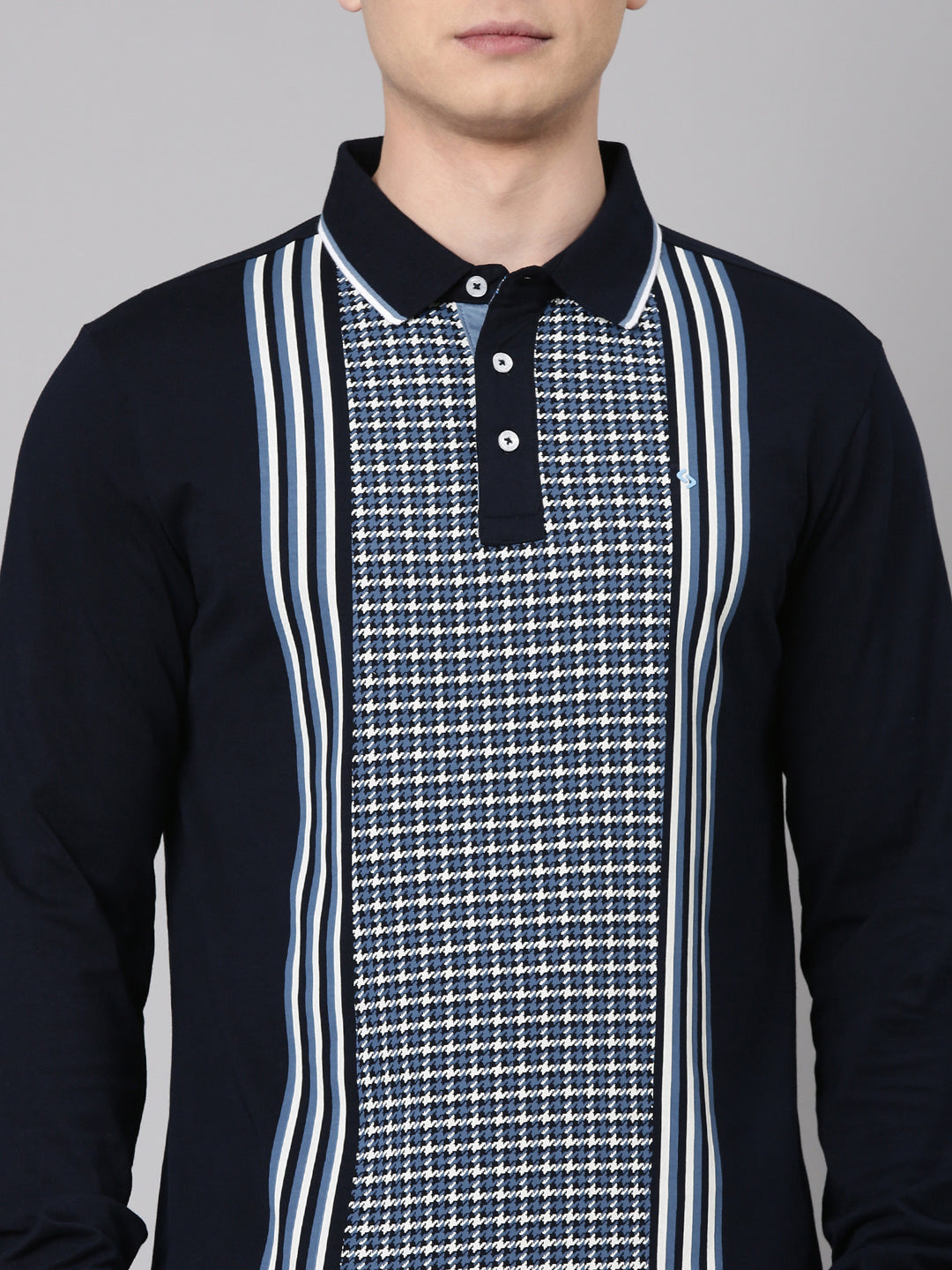 Classic Polo Men's Full Sleeve Multicolor Polo Neck Slim Fit Printed Cotton T-Shirt | VERNO - 370 A SF P