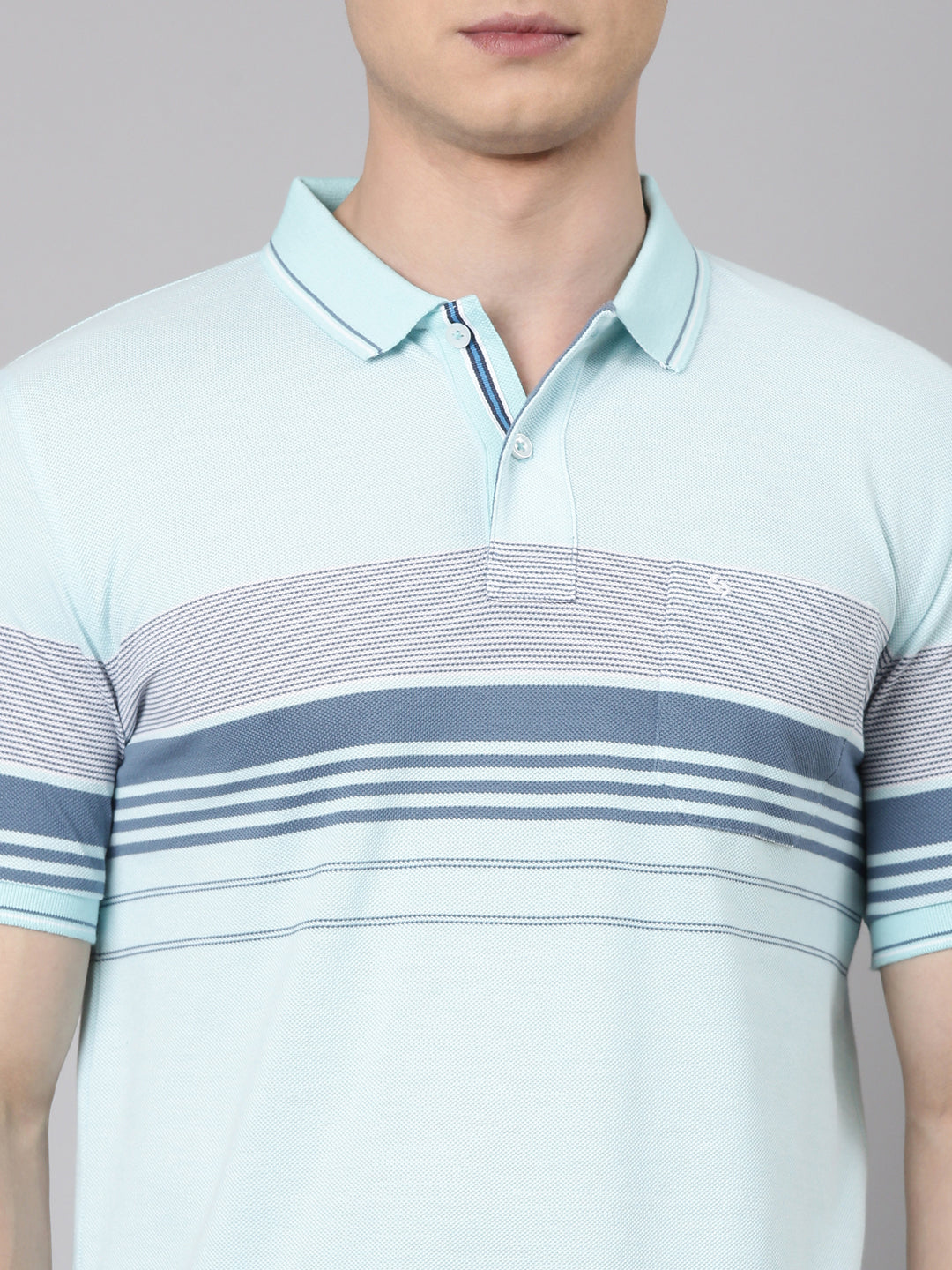 Classic Polo Men's Half Sleeve Multicolor Polo Neck Slim Fit Striped Cotton Blend T-Shirt | VTA - 313 A SF P