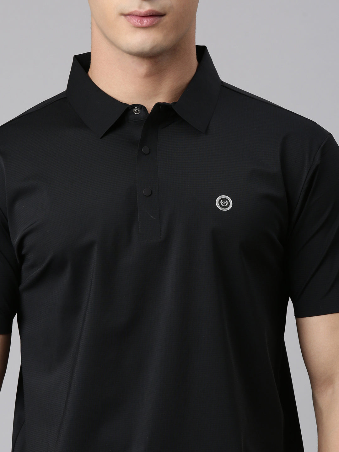 Classic Polo Men's Half Sleeve Black Polo Neck Slim Fit Solid Premium Cotton T-Shirt | UNICO - 168 SF P