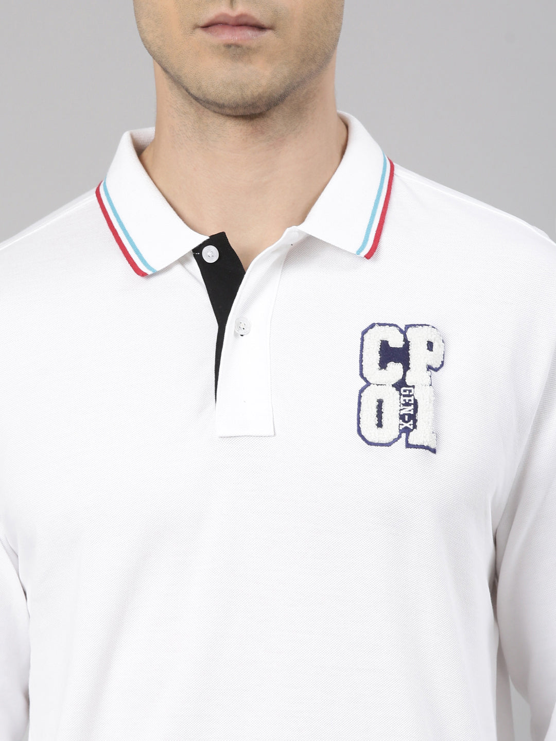 Classic Polo Men's Full Sleeve White Polo Neck Slim Fit Solid Cotton T-Shirt | GEN-X-POLO-FS 01 A SF P