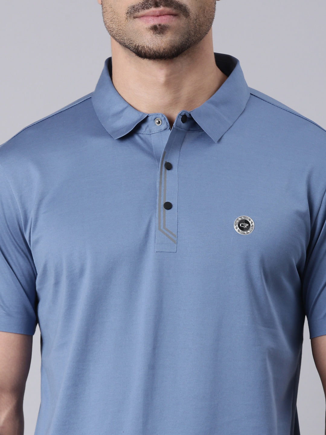 Classic Polo Men's Half Sleeve Blue Polo Neck Slim Fit Solid Premium Cotton T-Shirt | UNICO - 139 B SF P