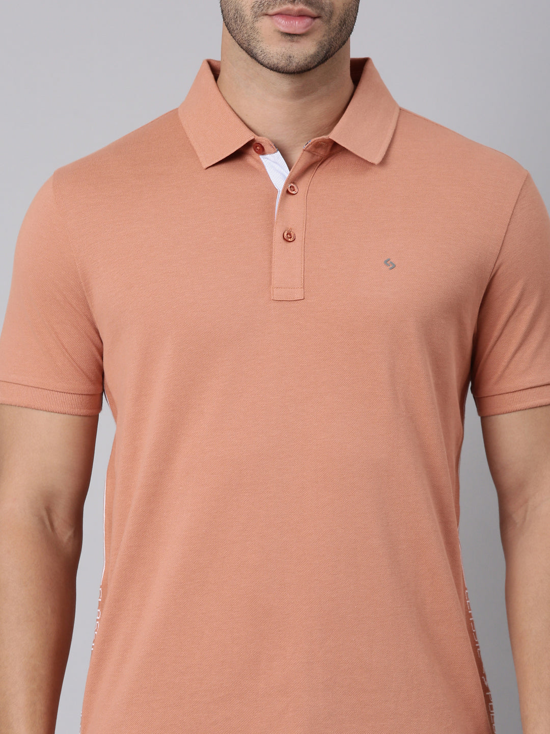 Classic Polo Men's Half Sleeve Dark Peach Polo Neck Slim Fit Solid Cotton T-Shirt | PRM - 812 B SF P