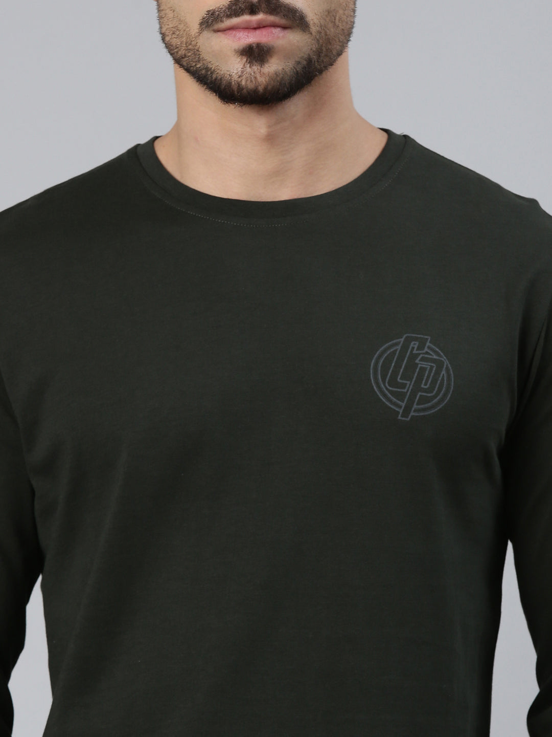 Classic Polo Men's Full Sleeve Charcoal Grey Crew Neck Slim Fit Solid Cotton T-Shirt | BALENO FS - 01 A SF C