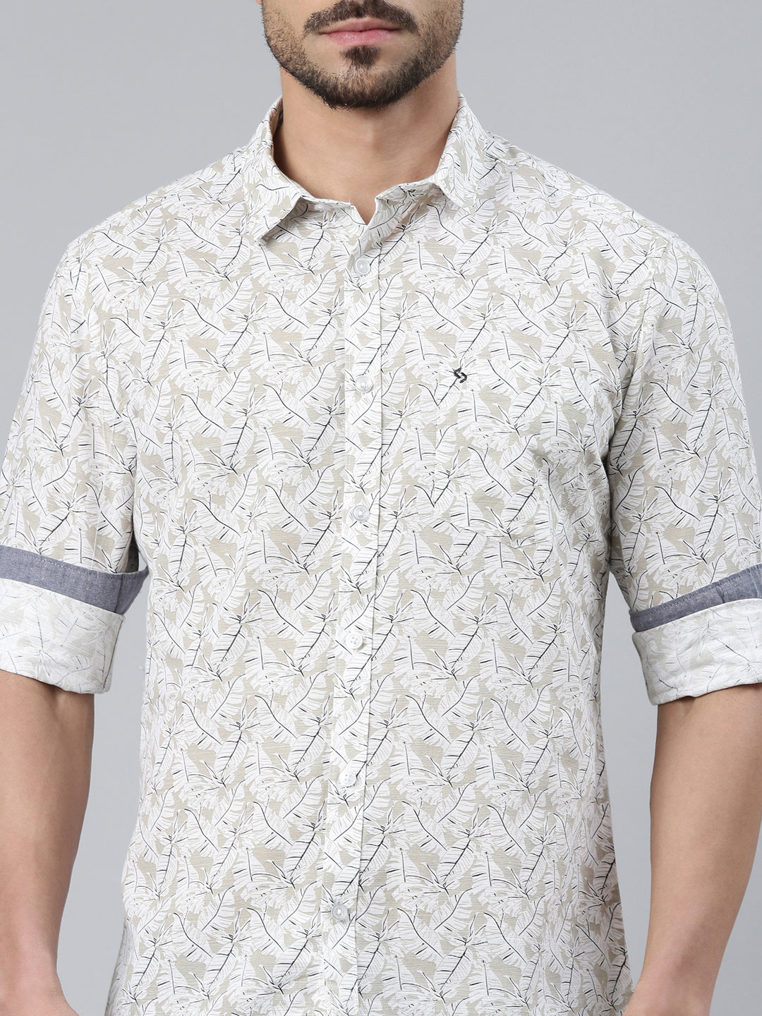 Classic Polo Men's Full Sleeve Multicolor Polo Neck Slim Fit All-Over Print Cotton Shirt | SQ2-CL-49 A-FS-PRT-SF