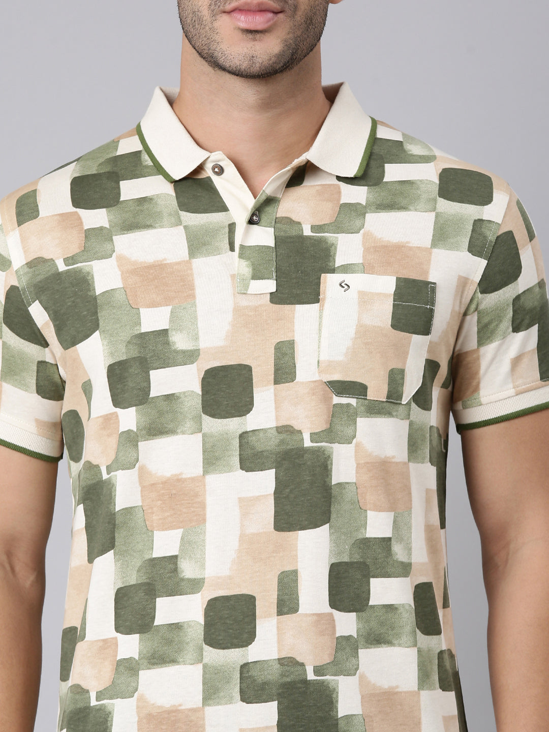 Classic Polo Men's Half Sleeve Multicolor Polo Neck Slim Fit All-Over Print Cotton T-Shirt | BELLO - 381 B SF P