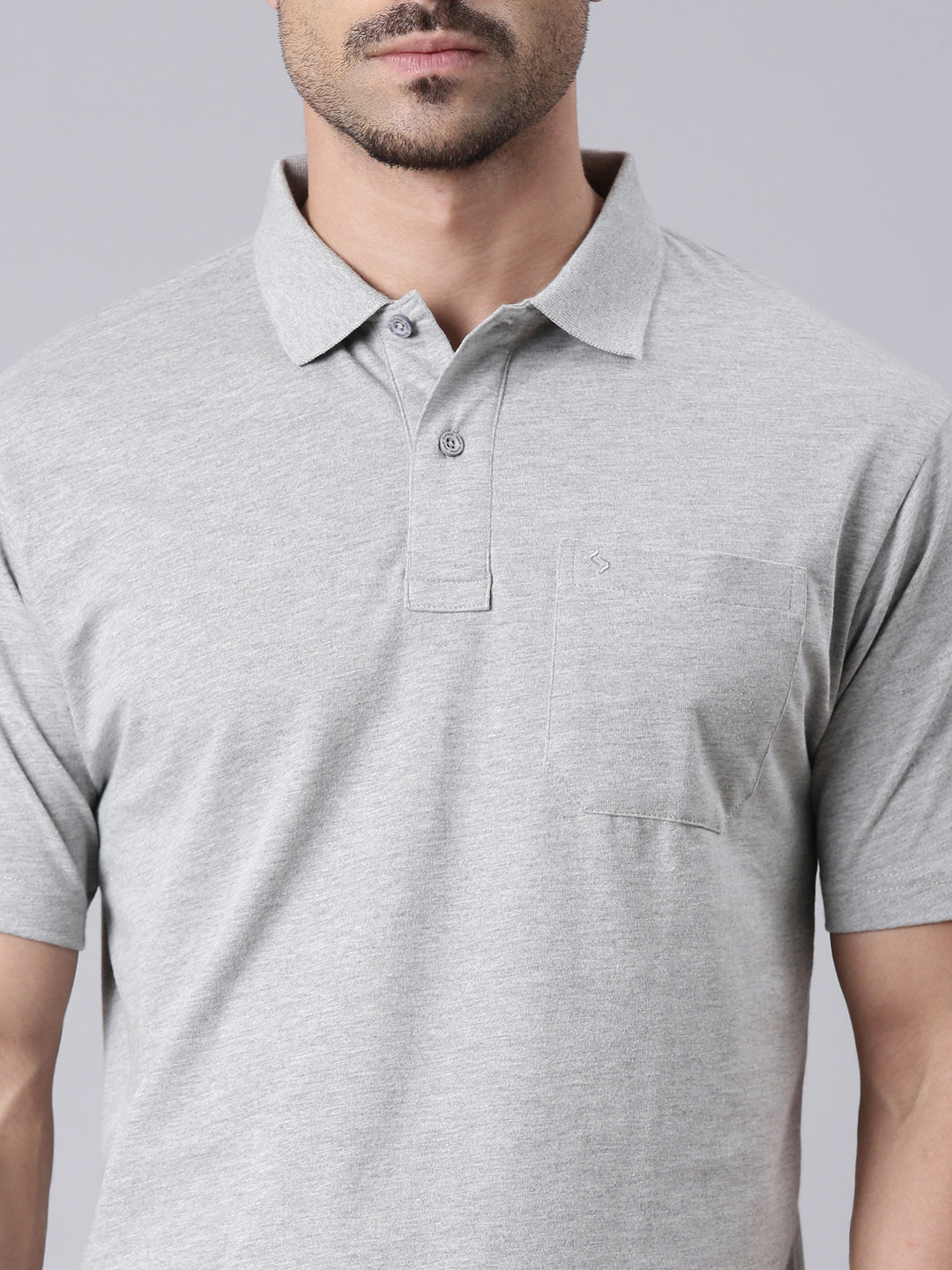 Classic Polo Men's Half Sleeve Grey Melange Polo Neck Authentic Fit Solid Cotton T-Shirt | TOY-SOLIX-G.MEL AF P