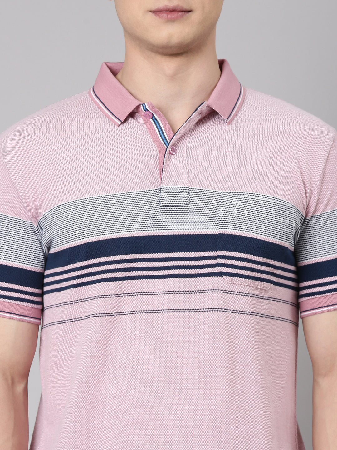 Classic Polo Men's Half Sleeve Multicolor Polo Neck Slim Fit Striped Cotton Blend T-Shirt | VTA - 313 B SF P