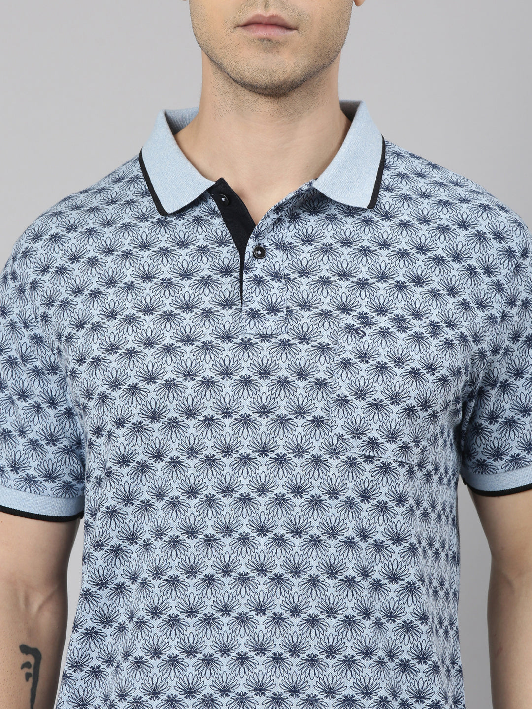 Classic Polo Men's Half Sleeve Multicolor Polo Neck Slim Fit All-Over Print Cotton T-Shirt | BEAU - 282 A SF P