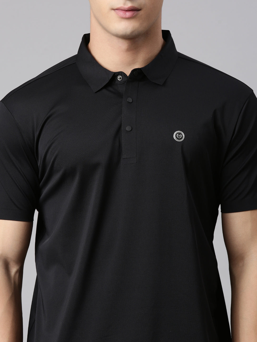 Classic Polo Men's Half Sleeve Black Polo Neck Slim Fit Solid Premium Cotton T-Shirt | UNICO - 166 SF P