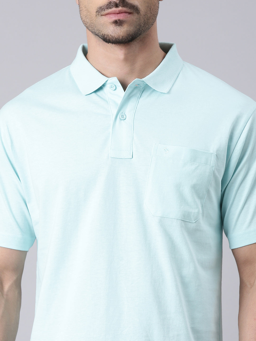 Classic Polo Men's Half Sleeve Aqua Blue Polo Neck Authentic Fit Solid Cotton T-Shirt | TOY-SOLIX-MINT AF P