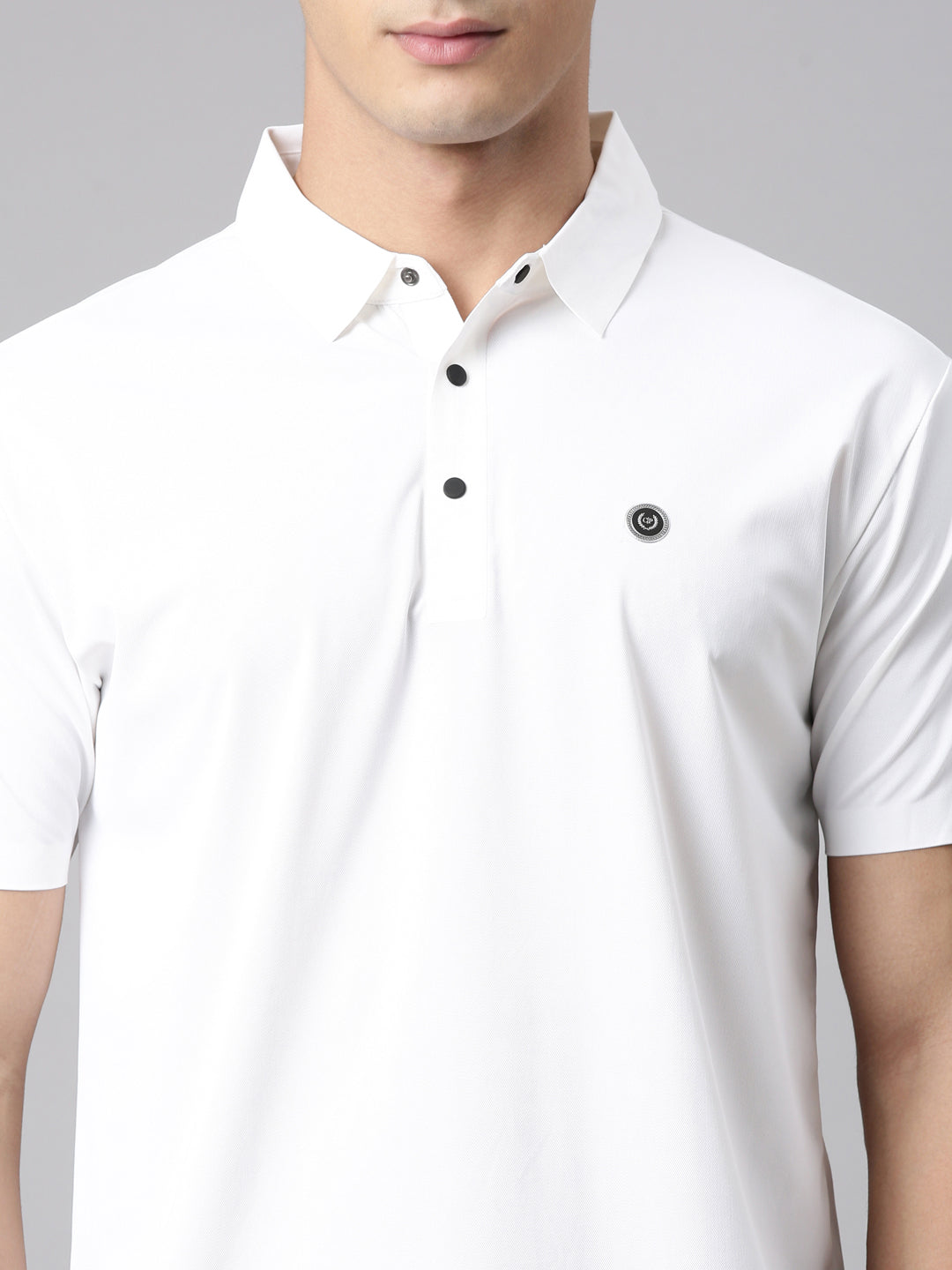 Classic Polo Men's Half Sleeve White Polo Neck Slim Fit Solid Premium Cotton T-Shirt | UNICO - 165 SF P