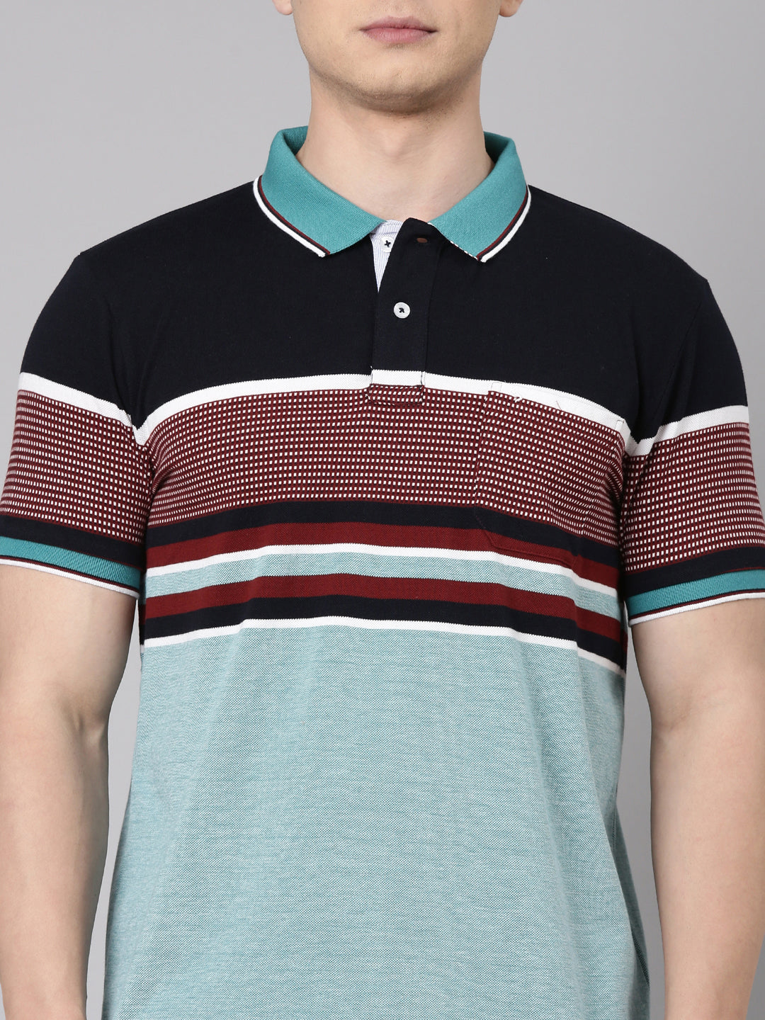 Classic Polo Men's Half Sleeve Multicolor Polo Neck Slim Fit Colorblock Cotton Blend T-Shirt | VTA - 316 A SF P