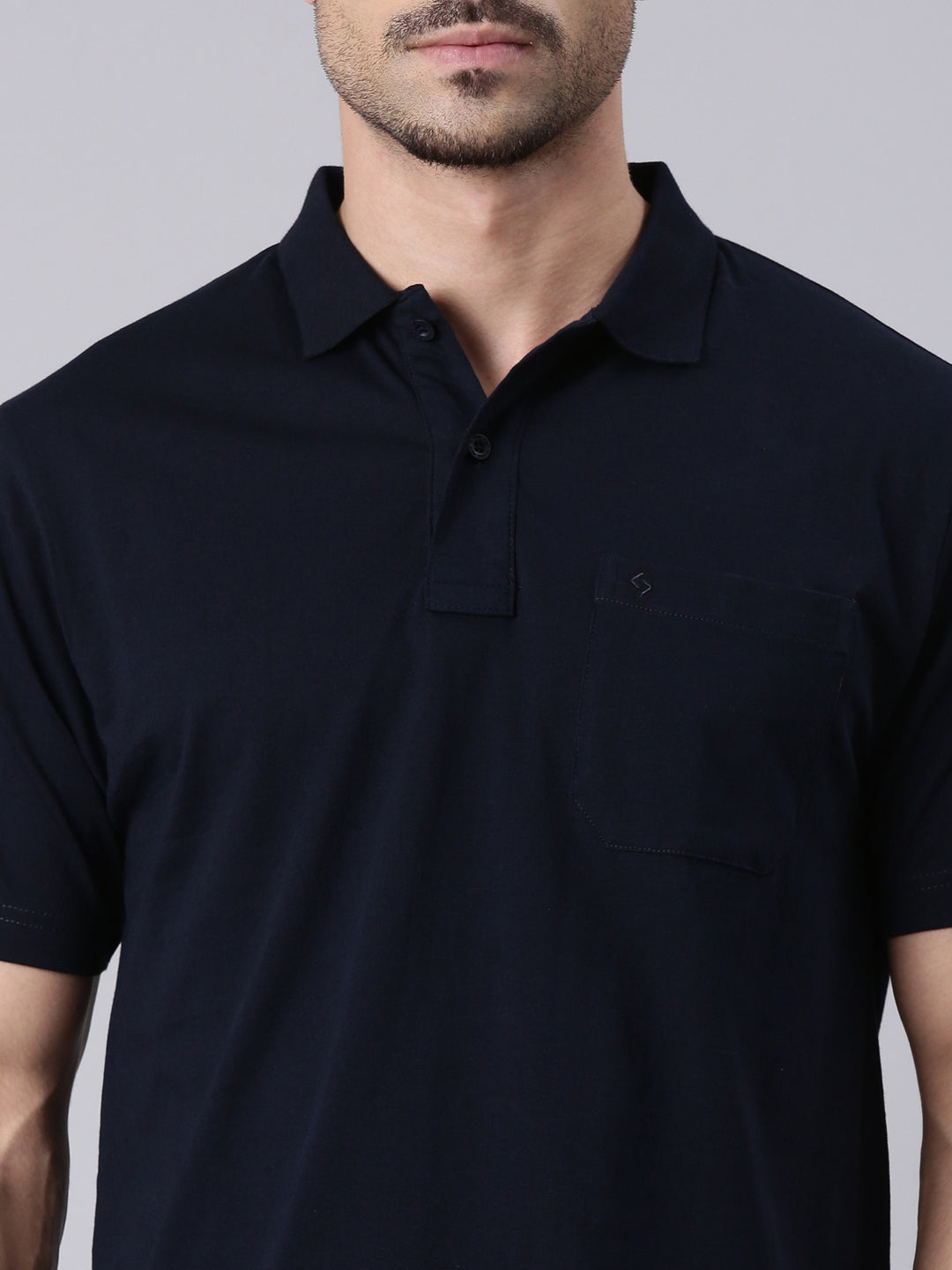Classic Polo Men's Half Sleeve Dark Navy Polo Neck Authentic Fit Solid Cotton T-Shirt | TOY-SOLIX-SKY-P AF P