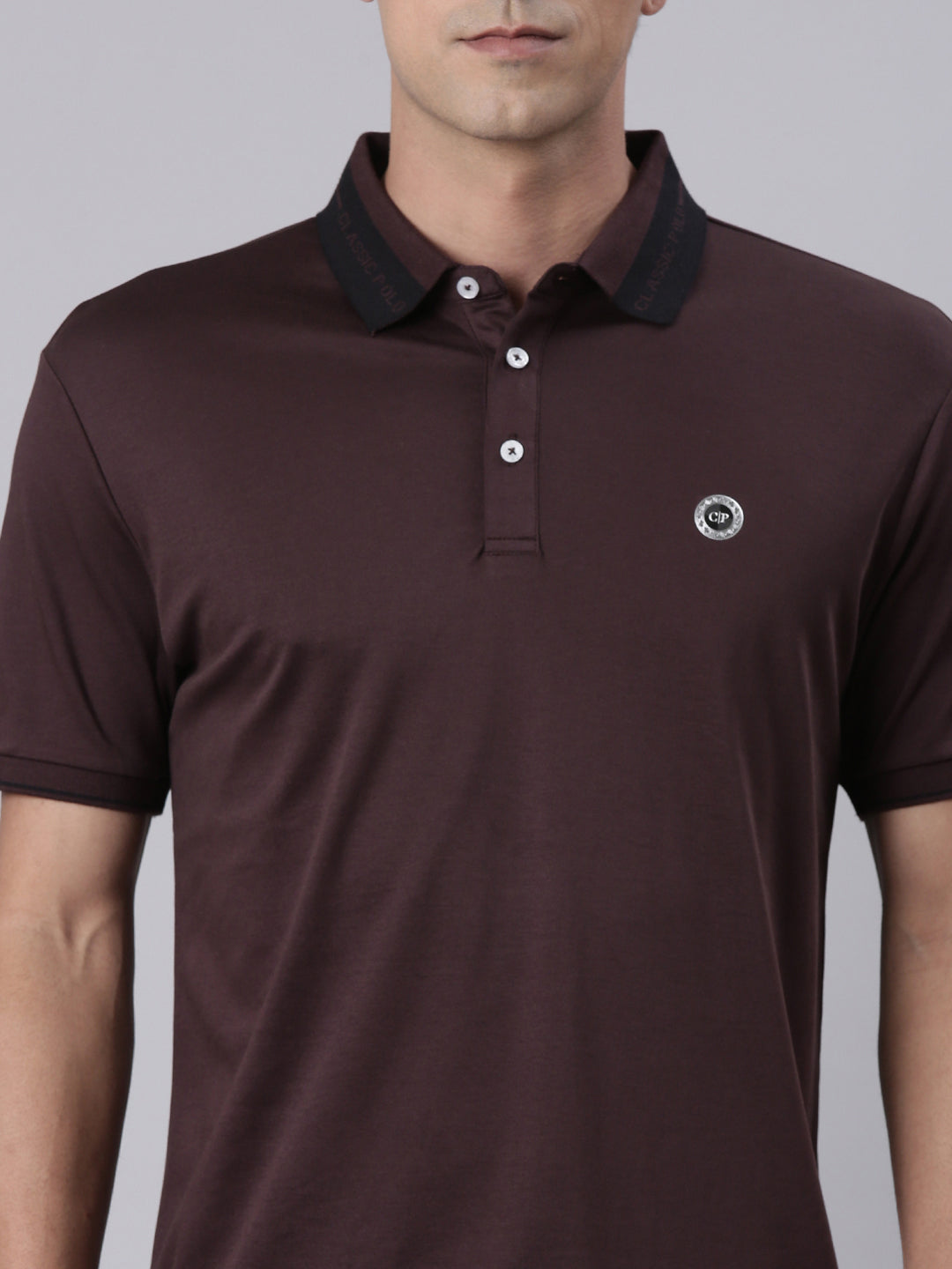 Classic Polo Men's Half Sleeve Burgundy Polo Neck Slim Fit Solid Cotton T-Shirt | ELITE-POLO-48 B SF P