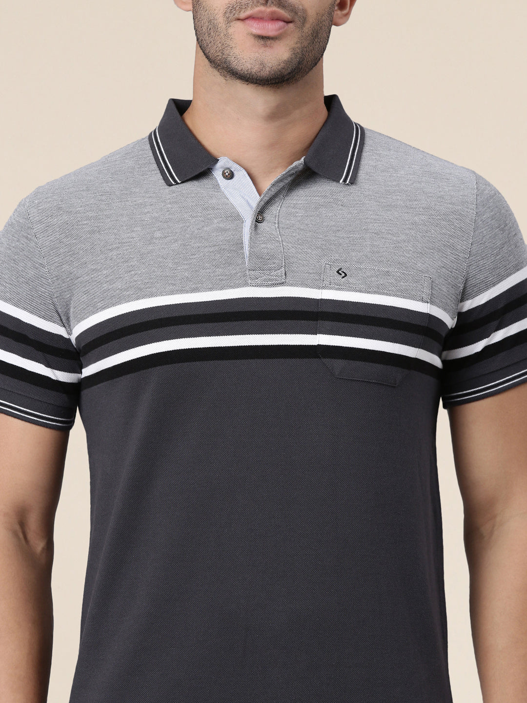 Classic Polo Men's Half Sleeve Multicolor Polo Neck Slim Fit Colorblock Cotton Blend T-Shirt | VTA - 333 B SF P