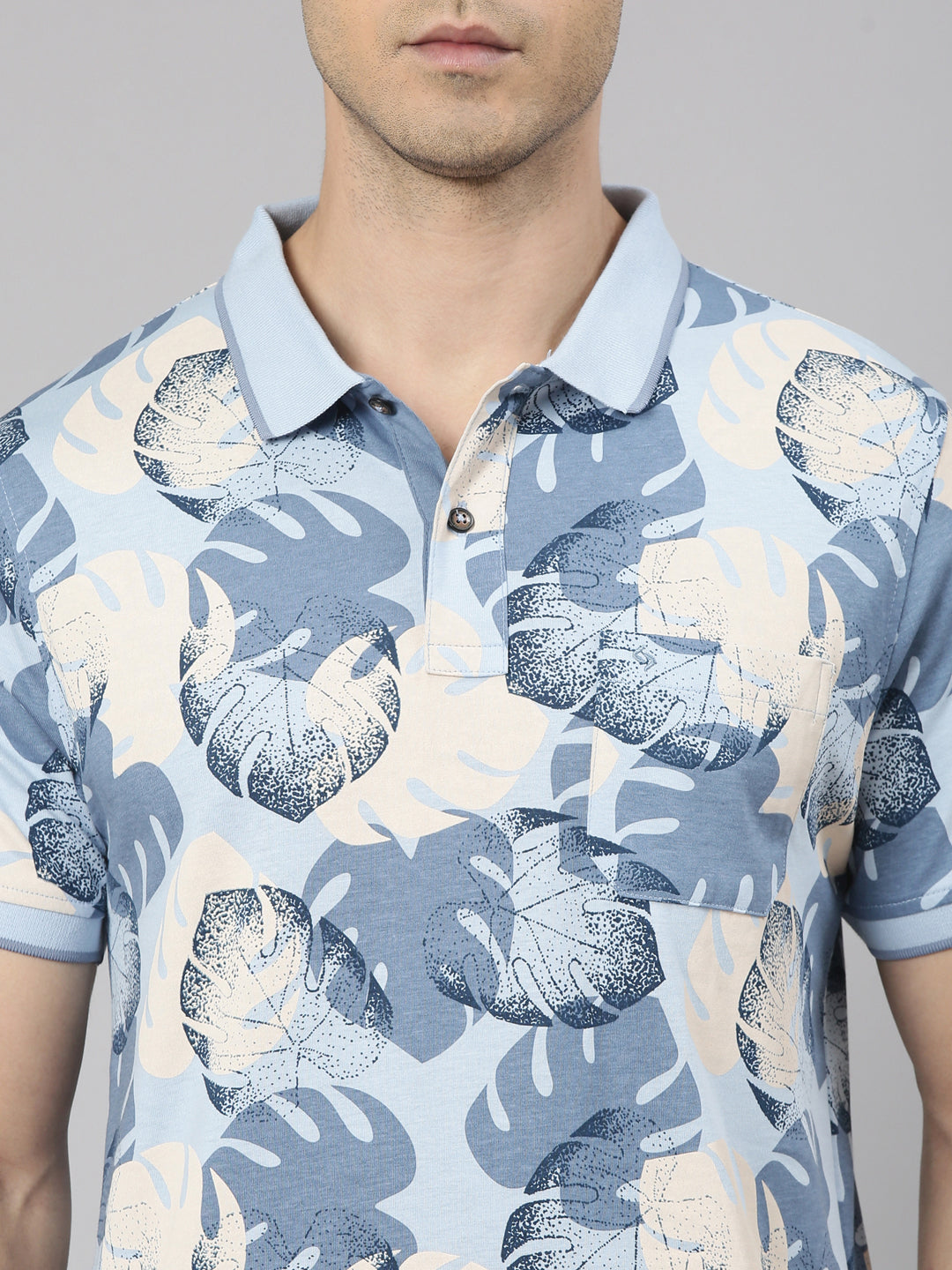 Classic Polo Men's Half Sleeve Multicolor Polo Neck Slim Fit All-Over Print Cotton T-Shirt | BELLO - 373 A SF P