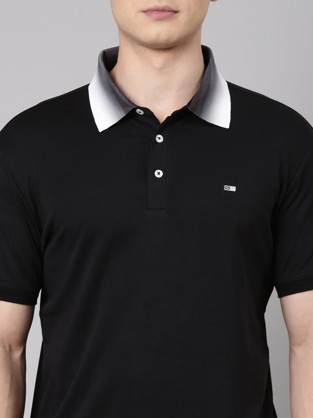 Classic Polo Men's Half Sleeve Black Polo Neck Slim Fit Solid Cotton T-Shirt | ELITE-POLO-41 B SF P