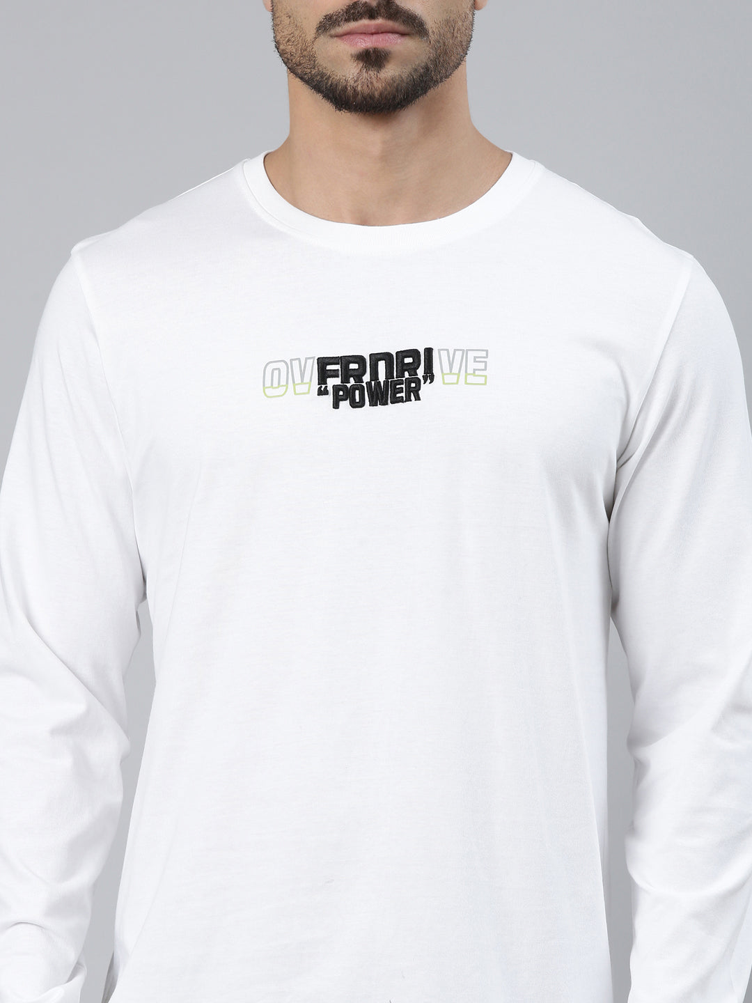 Classic Polo Men's Full Sleeve White Crew Neck Slim Fit Solid Cotton T-Shirt | GEN-X-CREW-FS 05 A SF C