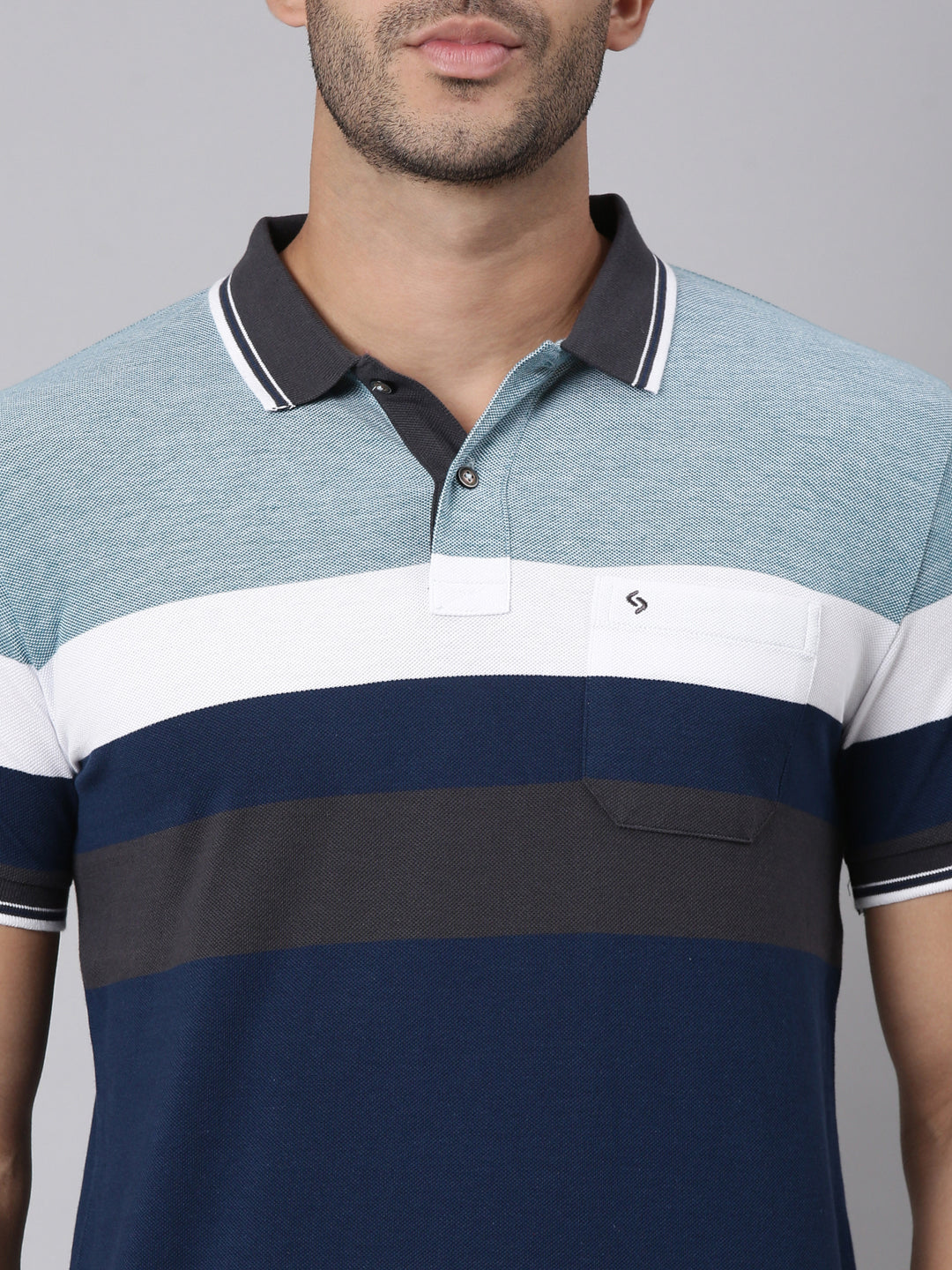 Classic Polo Men's Half Sleeve Multicolor Polo Neck Slim Fit Colorblock Cotton Blend T-Shirt | VTA - 323 B SF P