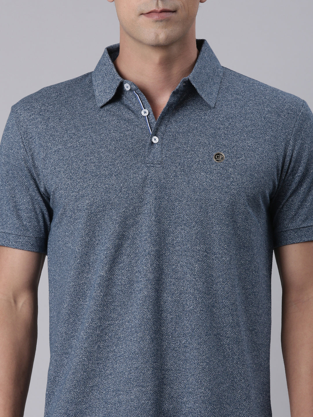 Classic Polo Men's Green Melange Polo Neck Solid Cotton Slim Fit T-Shirt | ELITE-POLO-59 A SF P