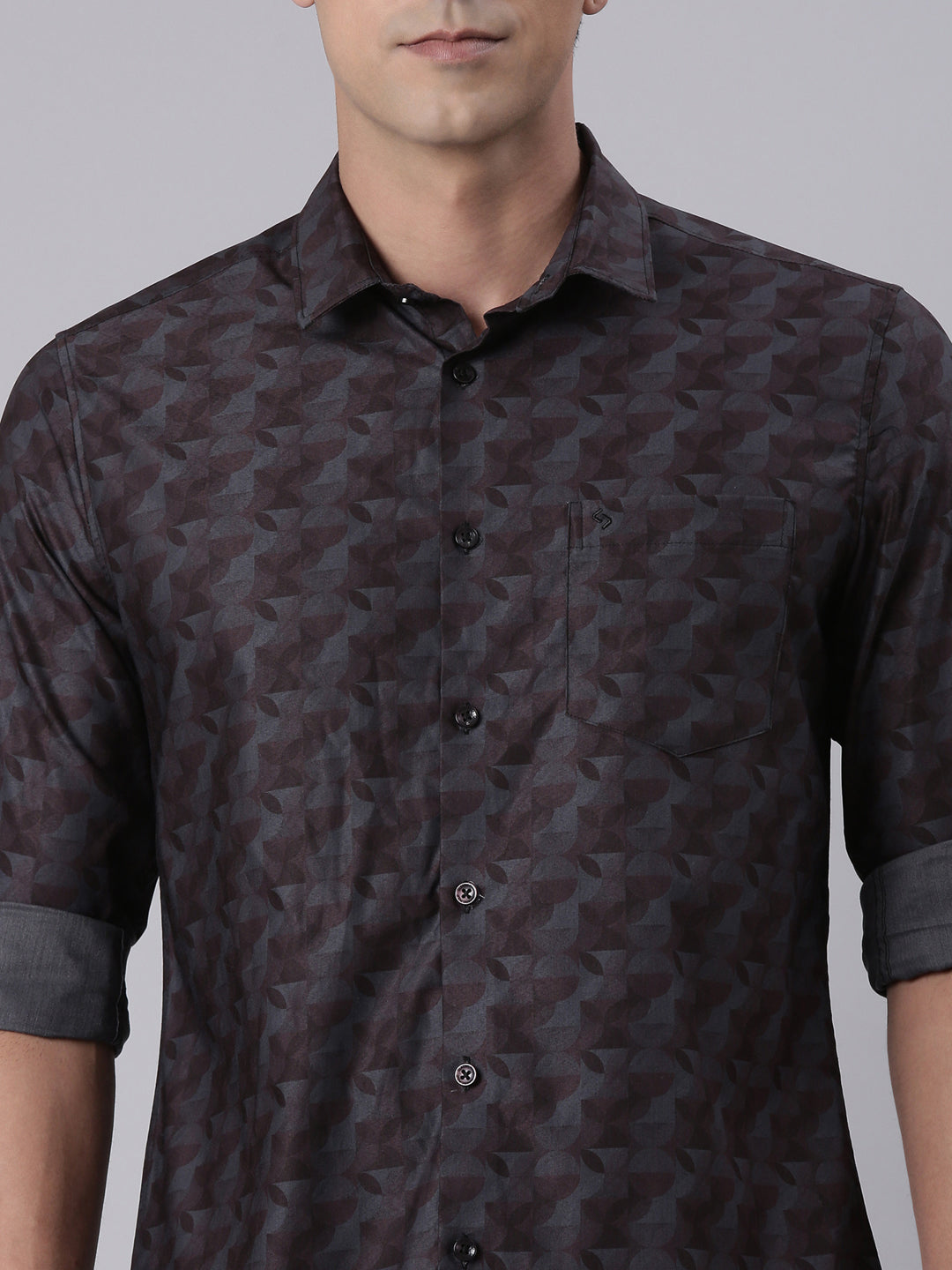 Classic Polo Men's Full Sleeve Multicolor Polo Neck Slim Fit All-Over Print Cotton Casual Shirt | LSHQ2-97 C-FS-PRT-SF