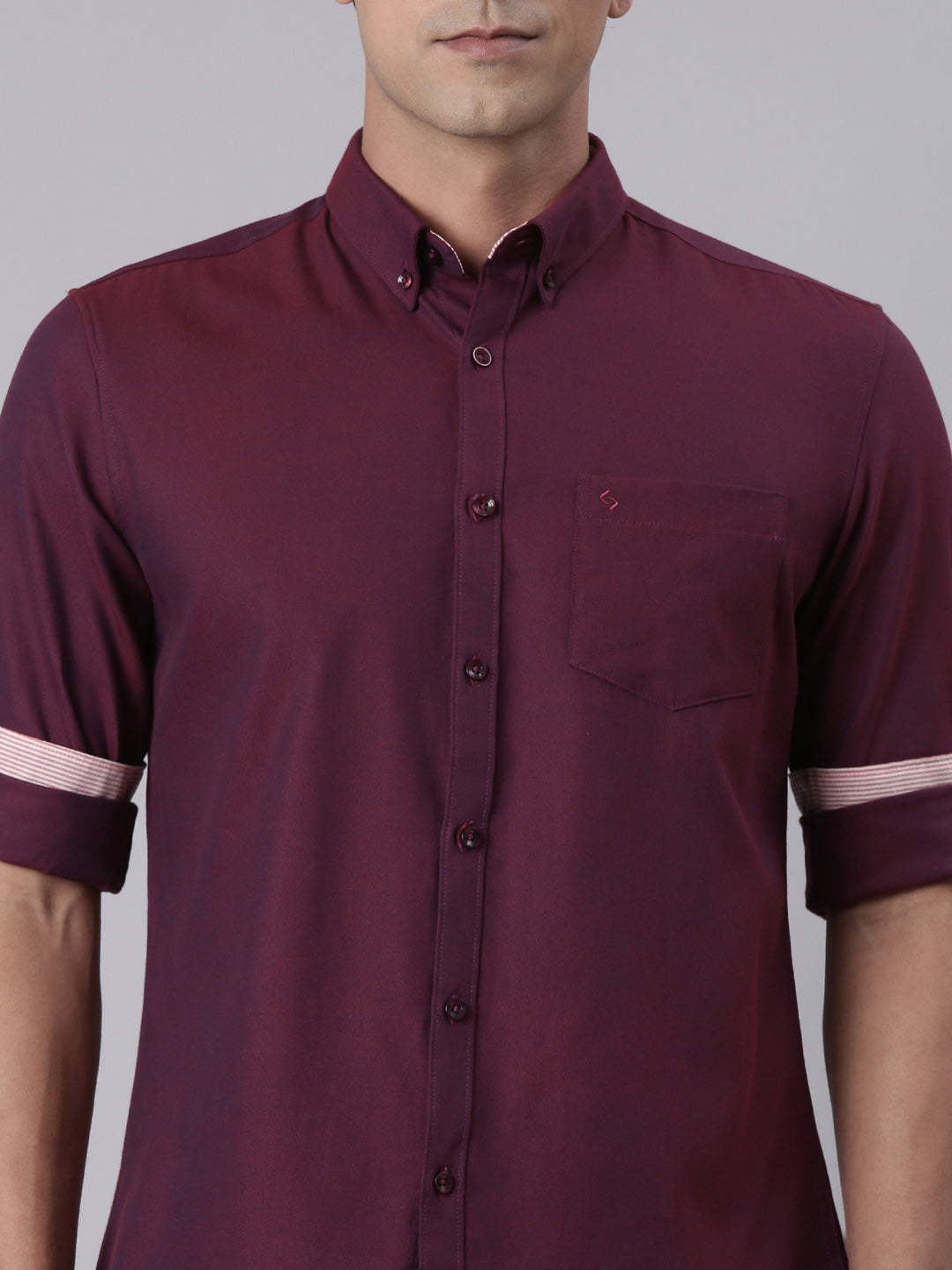 Classic Polo Men's Full Sleeve Maroon Polo Neck Slim Fit Solid Cotton Casual Shirt | TOY-ENZO-MAROON MF FS