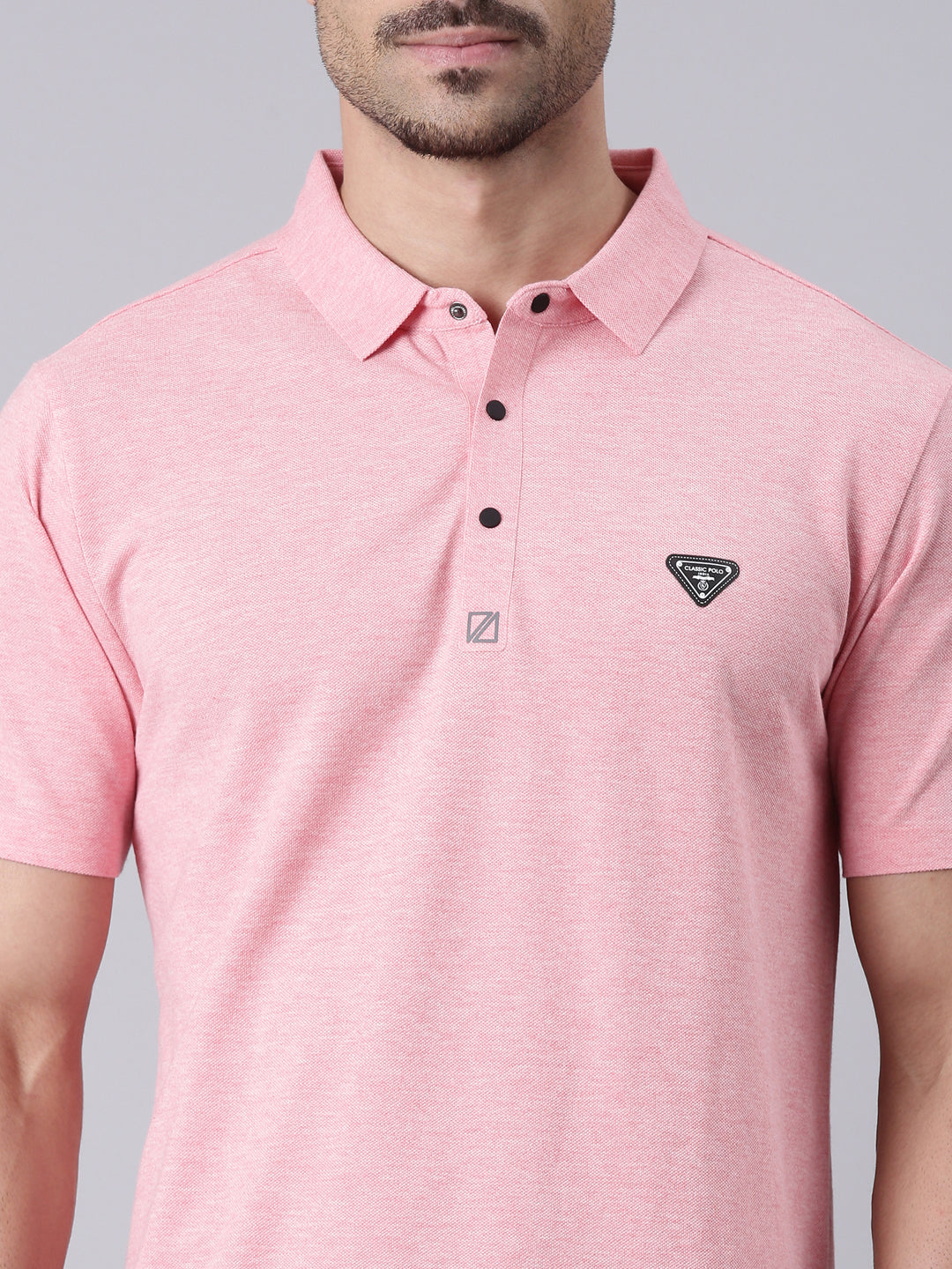 Classic Polo Men's Half Sleeve Pink Polo Neck Slim Fit Solid Cotton T-Shirt | ELITE-POLO-32 A SF P