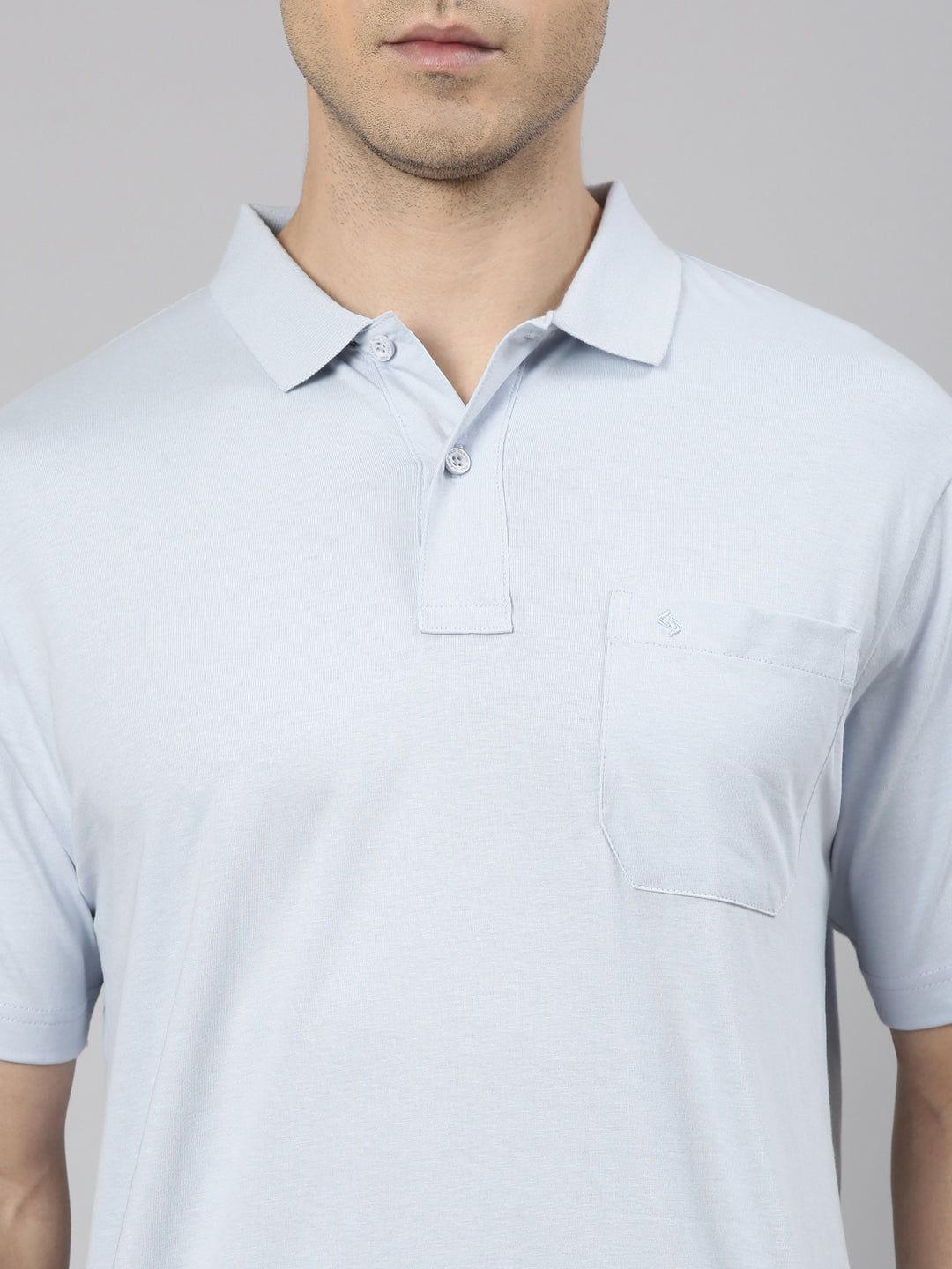 Classic Polo Men's Half Sleeve Blue Polo Neck Authentic Fit Solid Cotton Blend T-Shirt | TOY-SOLIX-S.BLUE AF P