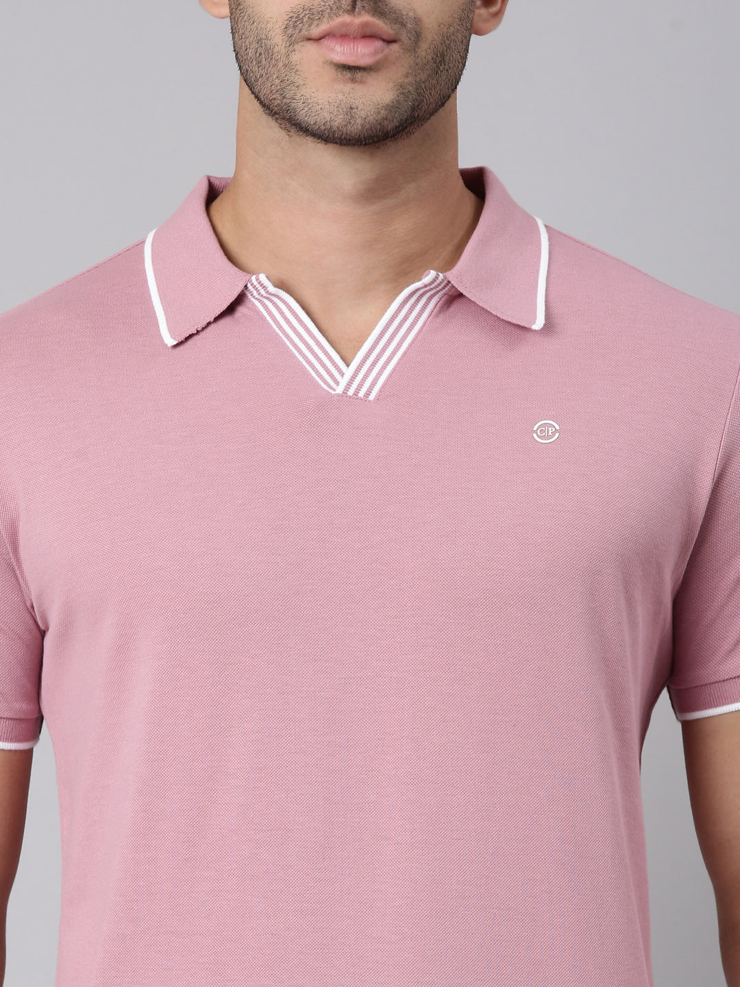 Classic Polo Men's Half Sleeve Mauve Polo Neck Slim Fit Solid Cotton Blend T-Shirt | RAVE POLO - 01 B SF P
