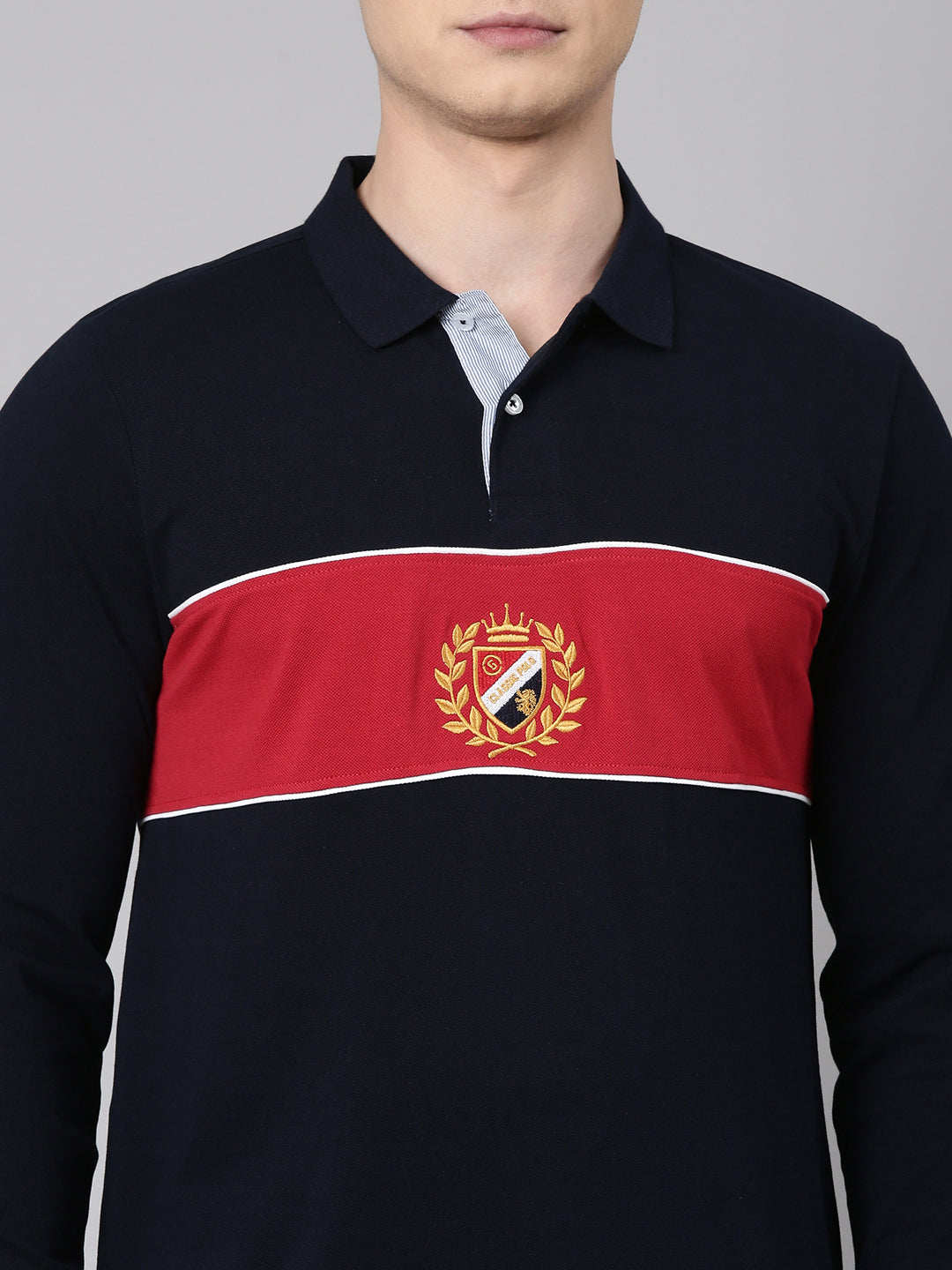 Classic Polo Men's Full Sleeve Black/Red Polo Neck Slim Fit Colorblock Cotton T-Shirt | GEN-X-POLO-FS 02 A SF P