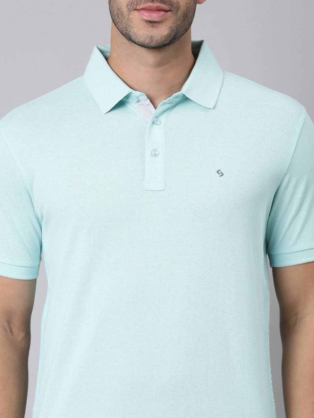 Classic Polo Men's Half Sleeve Light Blue Polo Neck Slim Fit Solid Cotton T-Shirt | PRM - 812 A SF P