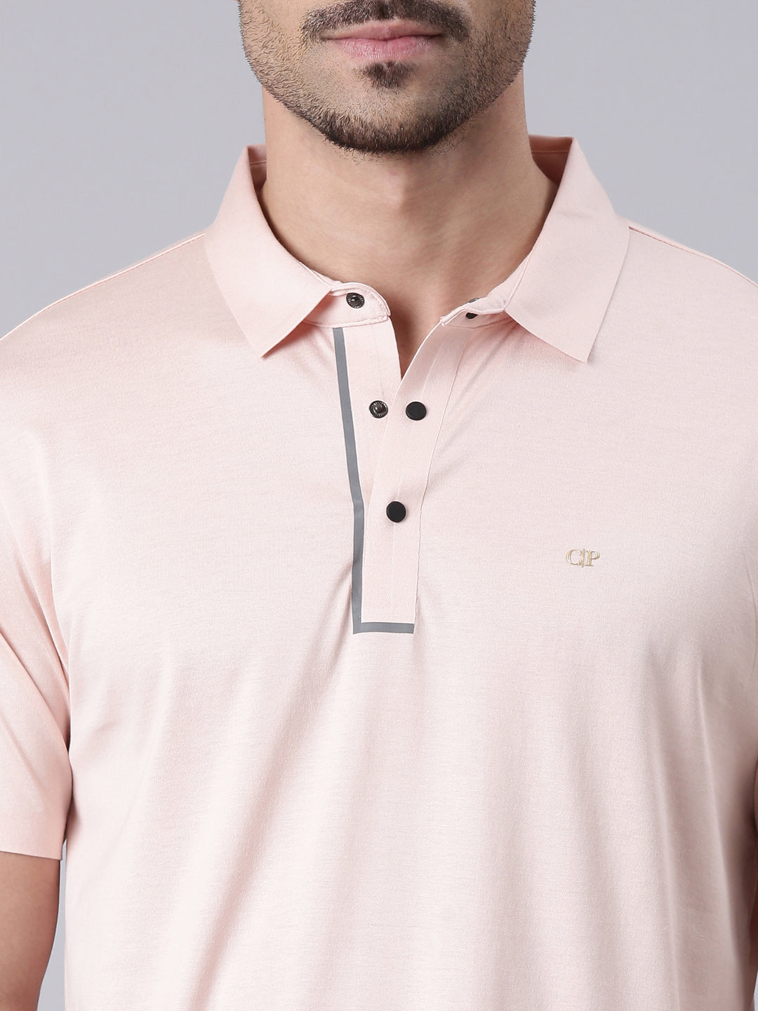 Classic Polo Men's Half Sleeve Lt.Pink Polo Neck Slim Fit Solid Premium Cotton T-Shirt | UNICO - 140 B SF P