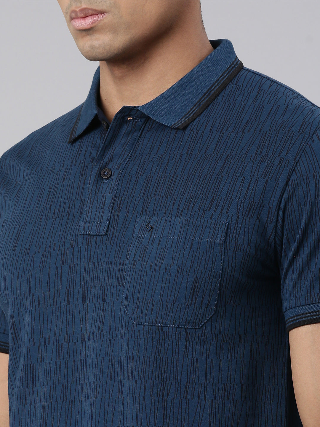 Classic Polo Men's Half Sleeve Teal/Black Polo Neck Cotton Blend Slim Fit T-Shirt | BELLO - 306 A SF P