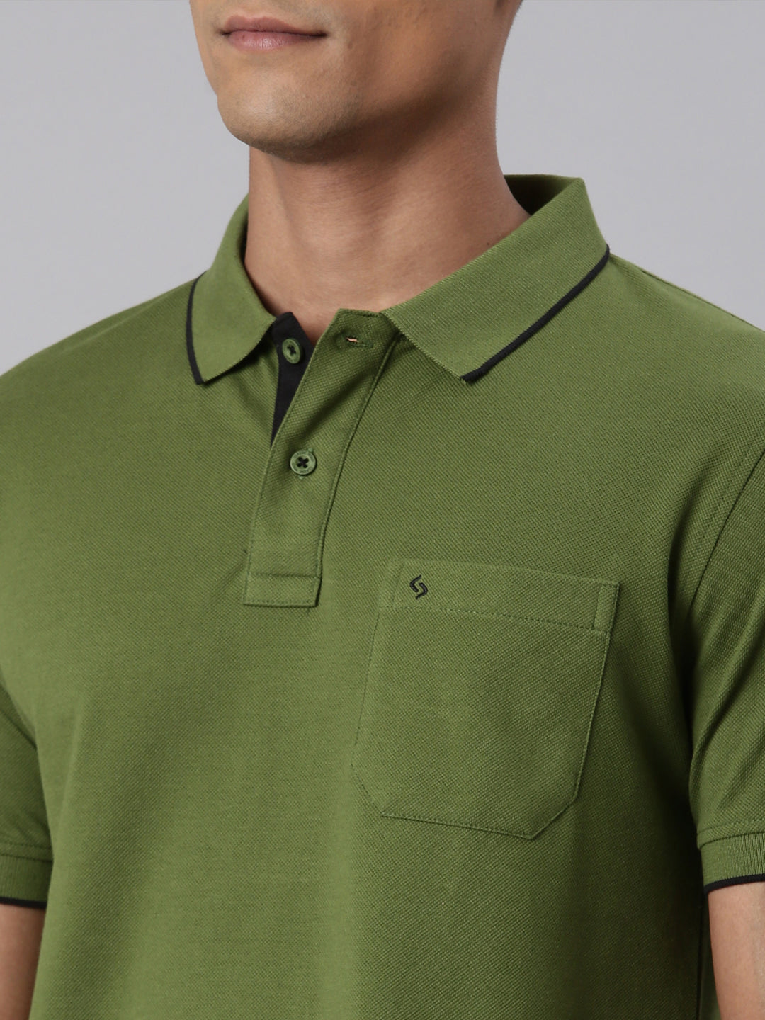 Classic Polo Men's Half Sleeve Olive Polo Neck Slim Fit Solid T-Shirt | ECM-NOVA - OLIVE SF P