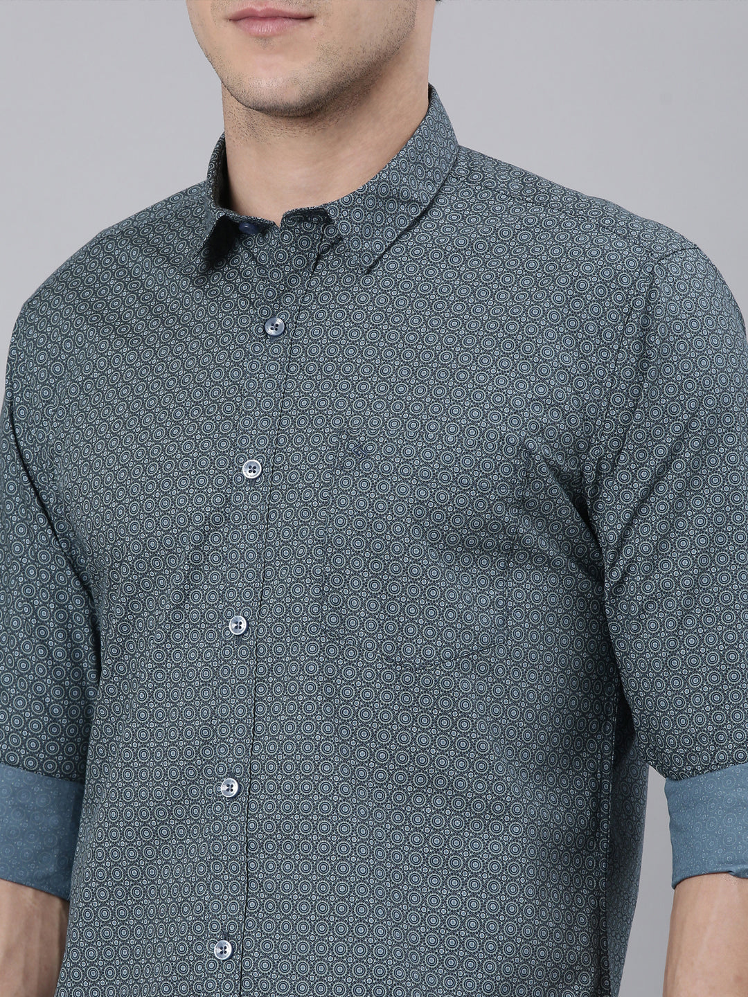 Classic Polo Men's Full Sleeve Lt.Teal Polo Neck 100% Cotton Slim Fit Shirt | SP2-CL-66 B-FS-PRT-SF