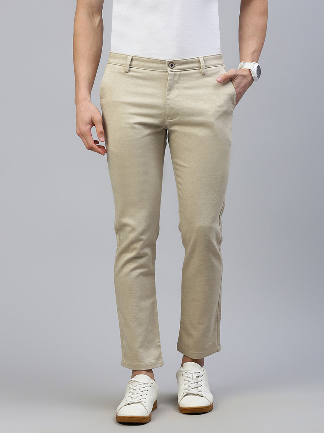 Classic Polo Men's Beige Slim Fit Solid Trouser||TQ1-CL-10 A-BEG-MF-LY