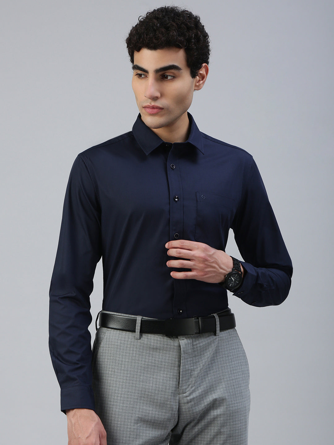 Classic Polo Men's Full Sleeve Navy Blue Polo Neck Slim Fit Solid Shirt||TOY-NEXGEN-NAVY SF FS