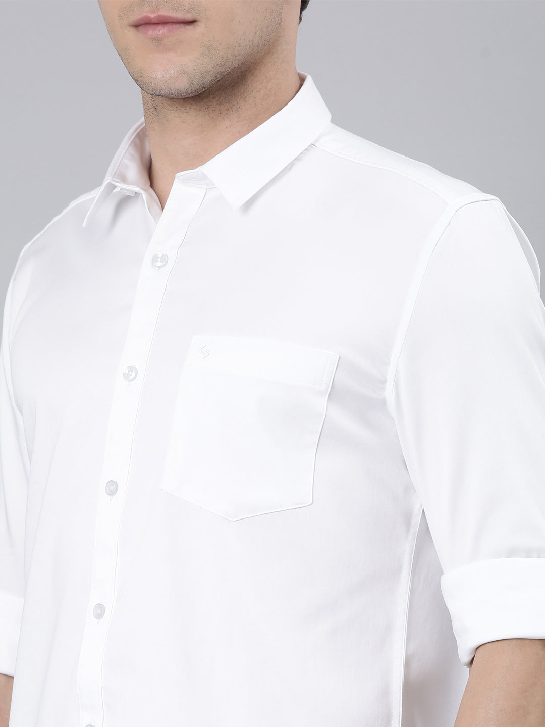Classic Polo Men's Full Sleeve White Polo Neck 100% Cotton Slim Fit Shirt | SP2-EL-03 B-FS-SLD-SF