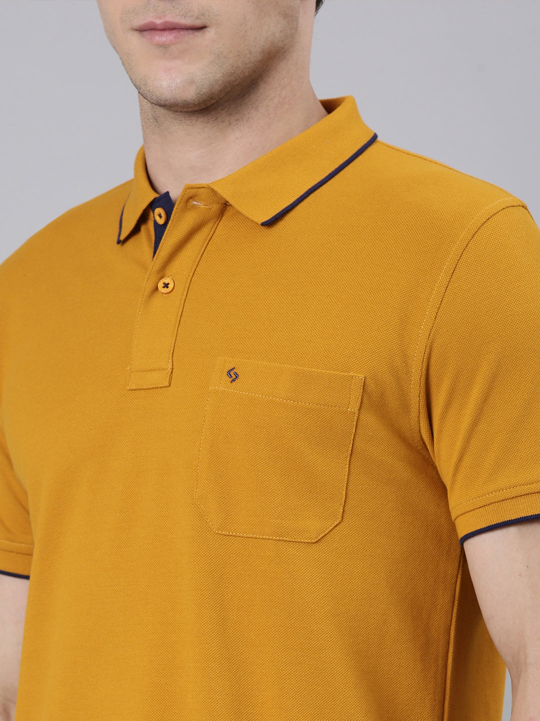 Classic Polo Men's Half Sleeve Golden Yellow Polo Neck Slim Fit Solid T-Shirt | ECM-NOVA - G.YELLOW SF P