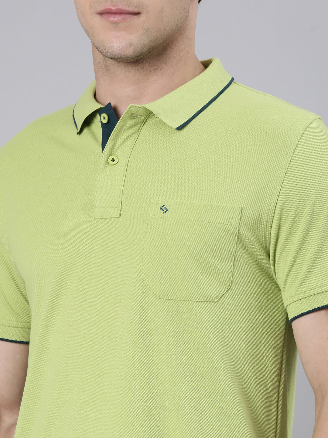 Classic Polo Men's Half Sleeve Green Polo Neck Slim Fit Solid T-Shirt | ECM-NOVA - A.GREEN SF P