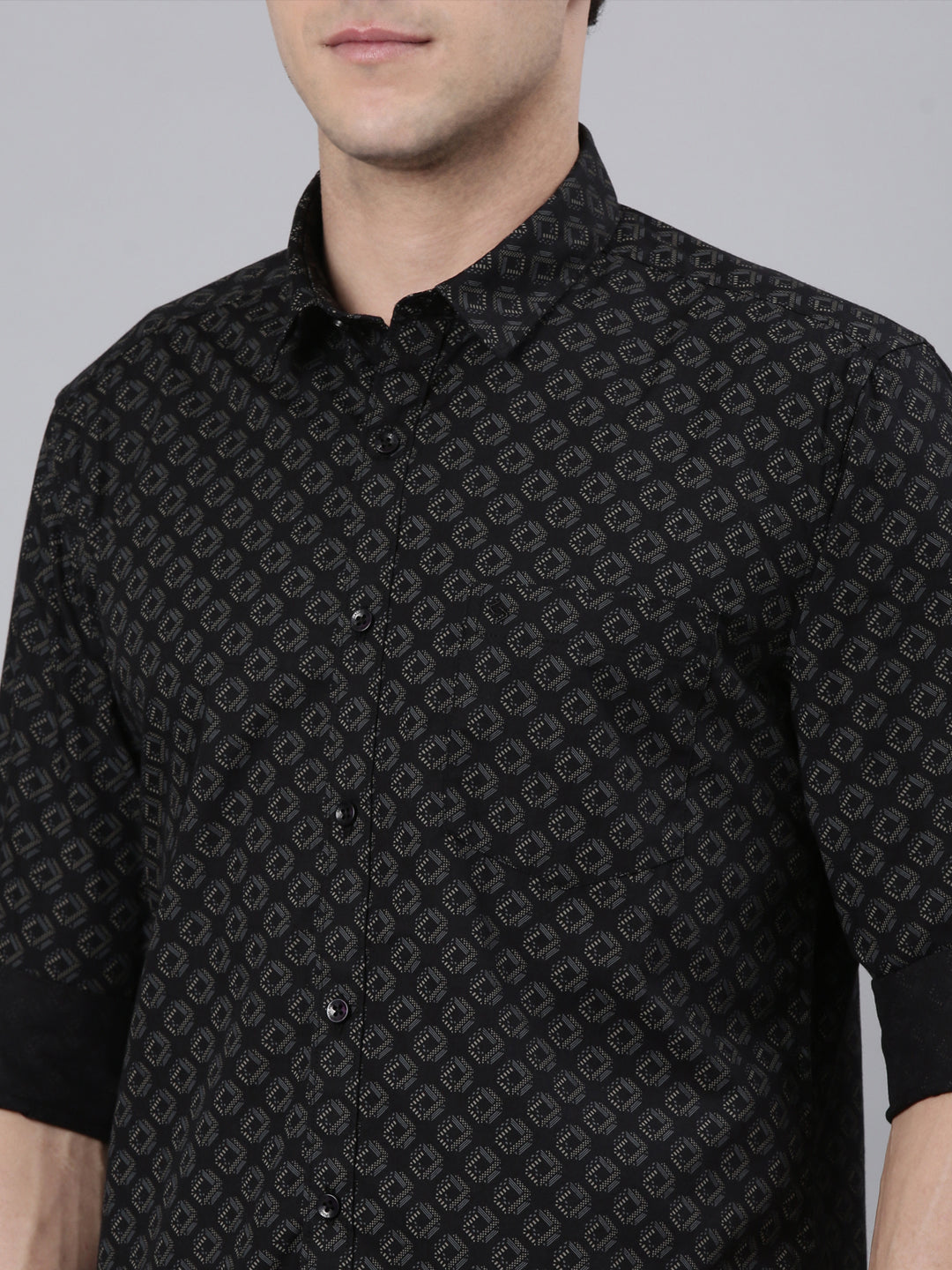 Classic Polo Men's Full Sleeve Black Polo Neck 100% Cotton Slim Fit Shirt | SP2-CL-57 A-FS-PRT-SF