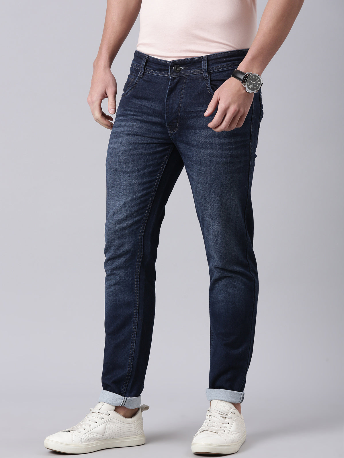 Classic Polo Men's Dark Navy Regular Fit Solid Cotton Denim | CPDQ2-39-MNT-AF