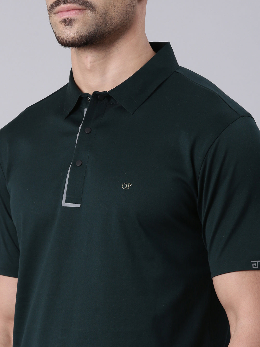 Classic Polo Men's Half Sleeve Dark Green Polo Neck Slim Fit Solid Premium Cotton T-Shirt | UNICO - 140 A SF P