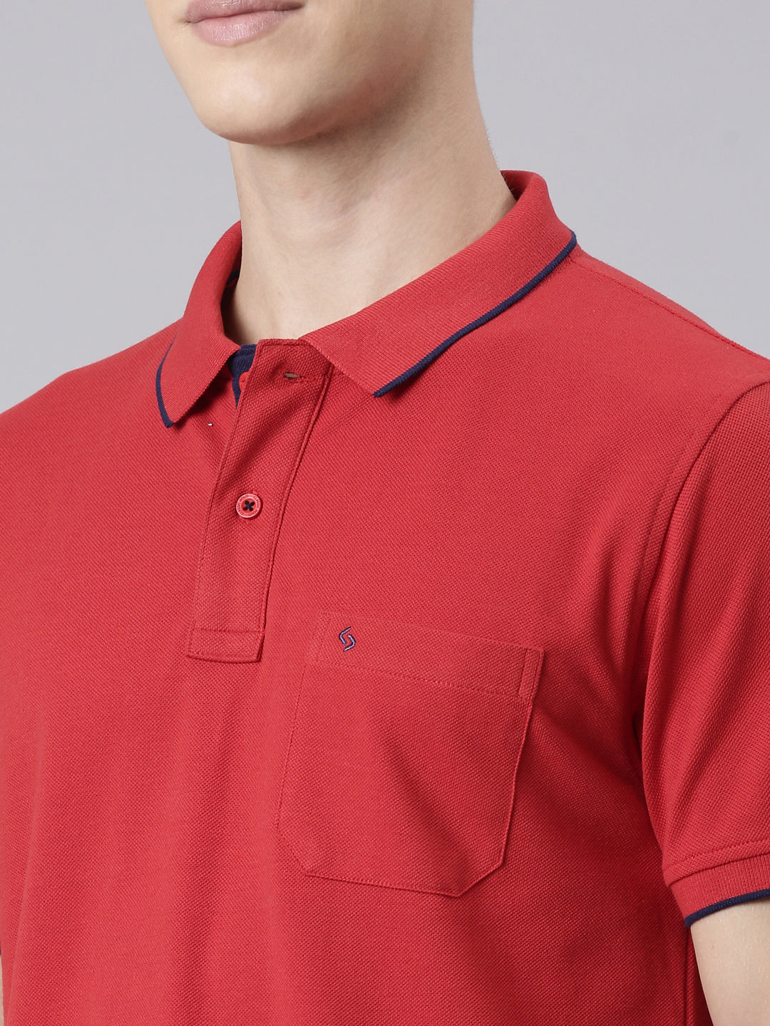 Classic Polo Men's Half Sleeve Red Polo Neck Slim Fit Solid T-Shirt | ECM-NOVA-SALSA SF P