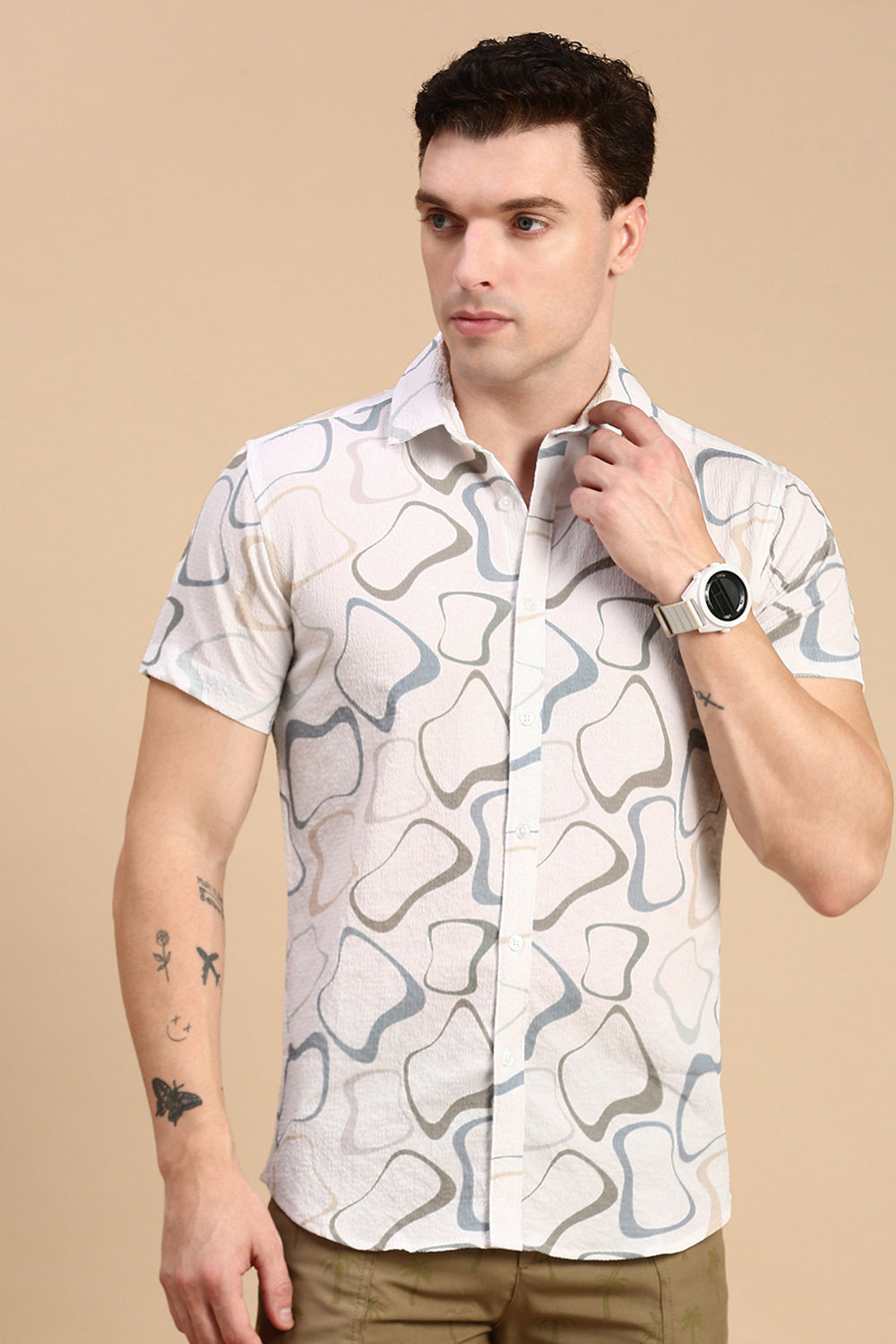 Classic Polo Men's Half Sleeve Multi Polo Neck Slim Fit All Over Print Shirt | SP2-GN-06 B-HS-PRT-BSL