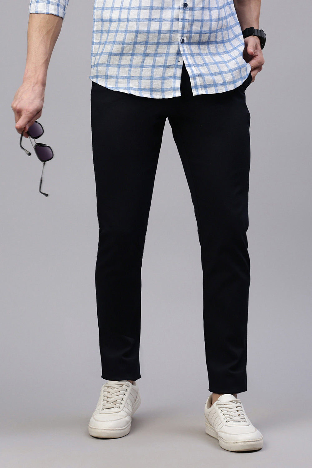 Classic Polo Men's Dark Navy Moderate Fit Solid Trouser | TQ1-CL-21 E-NVY-MF-LY