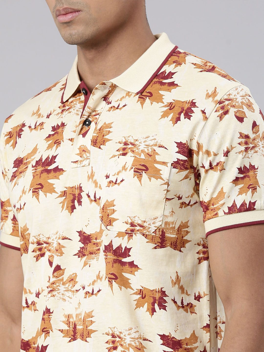 Classic Polo Men's Half Sleeve Beige Polo Neck Cotton Blend Slim Fit T-Shirt | BELLO - 308 B SF P