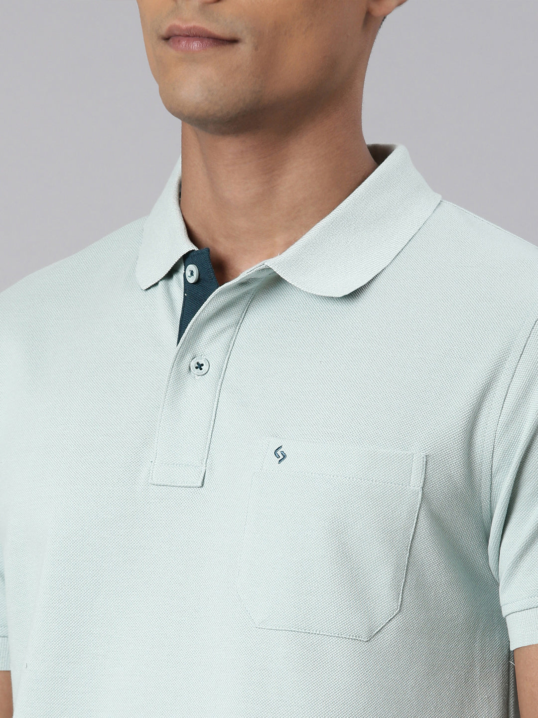 Classic Polo Men's Half Sleeve Lt.Teal Blue Polo Neck Slim Fit Solid T-Shirt | TOY-VIROK-BLUE HAZE SF P